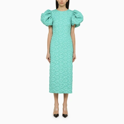 Rotate Birger Christensen Turquoise Midi Dress In Recycled Polyester In Blue