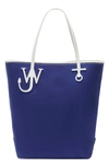 Jw Anderson Tall Anchor Canvas Tote In Blue/ White
