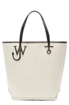 Jw Anderson Tall Anchor Canvas Tote Bag In Natural+black