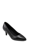 Easy Spirit Selexie Womens Mesh Inset Leather Kitten Heels In Black