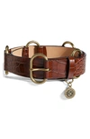 Sam Edelman Croc Embossed Link Belt In Brown