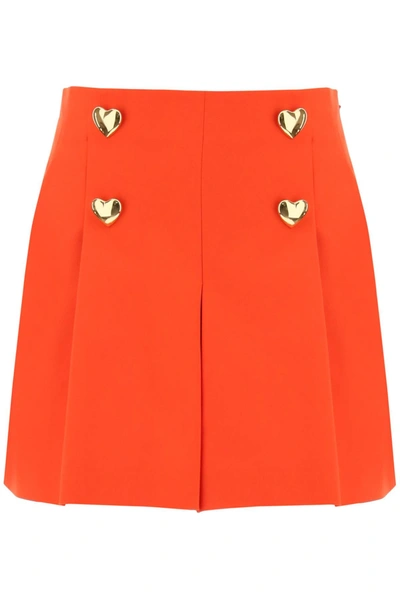 Moschino Heart-shaped Button Detail Shorts In Red