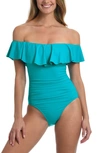 LA BLANCA OFF THE SHOULDER ONE-PIECE SWIMSUIT