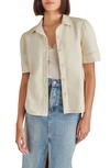 STEVE MADDEN STEVE MADDEN VIRGINIA FAUX LEATHER BUTTON-UP TOP