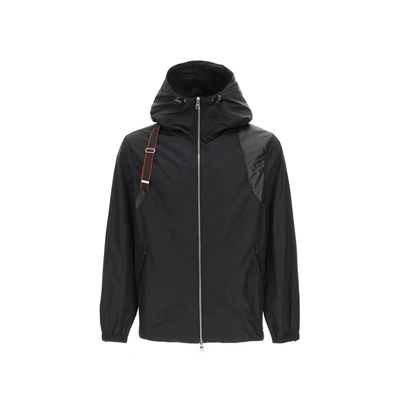 Alexander Mcqueen Hooded Windbreaker Jacket Male Black