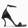 Balenciaga Squared Toe Huorg Leather Sandals 11cm In Black