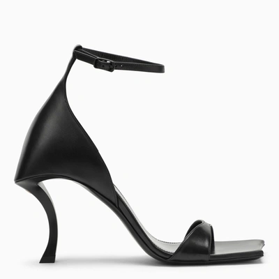 Balenciaga Squared Toe Huorg Leather Sandals 11cm In Black