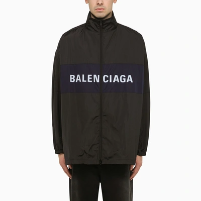 Balenciaga Recycled Nylon Jacket With Frontal Print In Black