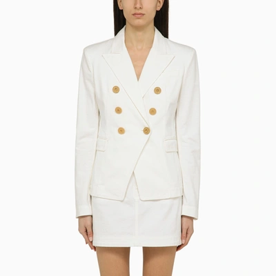 Balmain White Double Breasted Cotton Jacket