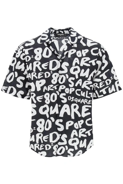 Dsquared2 D2 Pop 80s Bowling Shirt Shirt In Black
