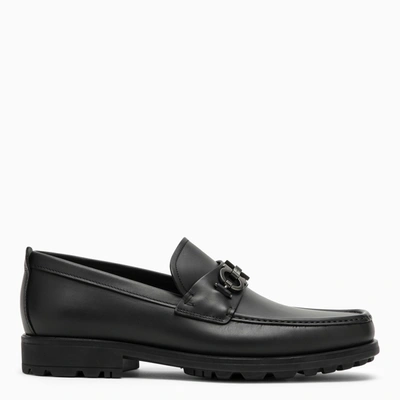 Ferragamo David Gancini Bit Leather Loafers In Black