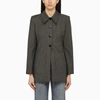 Ganni Single Breasted Jacket With Grey Stripes