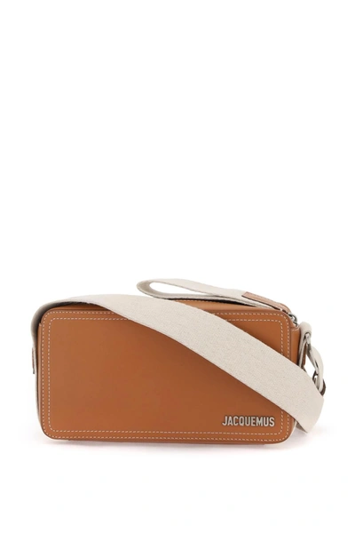 Jacquemus Men's Le Cuerda Leather Horizontal Messenger Bag In Brown