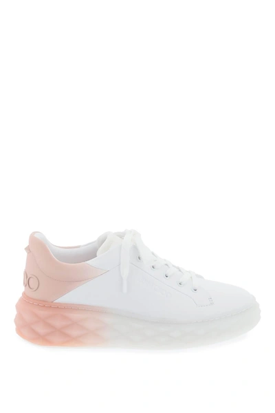 Jimmy Choo Diamond Maxi Leather Sneakers In Blanco