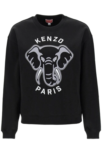 Kenzo Varsity Jungle Embroidered Sweatshirt In Black