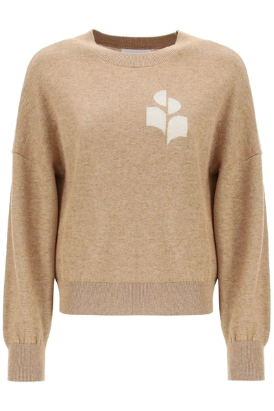 Marant Etoile Isabel  Marisans Jumper With Logo Intarsia In Beige