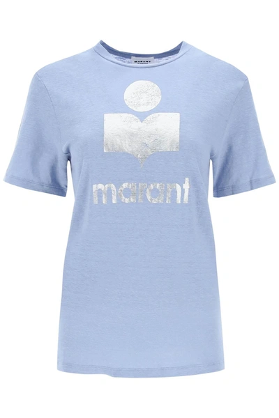 Marant Etoile Isabel  Zewel T Shirt With Metallic Logo Print In Multi-colored