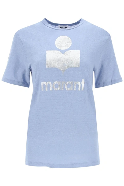 Isabel Marant Étoile Zewel Logo Linen T-shirt In Blue