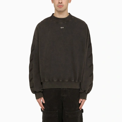 Off-white Cotton Sweatshirt With Frontal Off Logo In Black