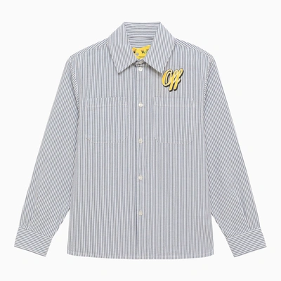 Off-white Off White™ Cotton Striped Shirt With Baseball Logo In Blue