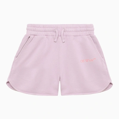 OFF-WHITE OFF WHITE™ LILAC COTTON SHORTS WITH BIG BOOKISH LOGO