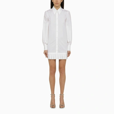 Off-white Off White™ White Cotton Pleated Shirt Dress