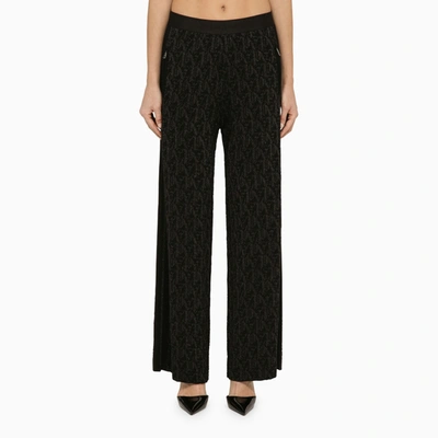 PALM ANGELS PALM ANGELS BLACK VISCOSE TROUSERS WITH LOGO