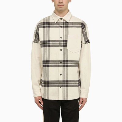 Palm Angels Checked Shirt-jacket With Logo Men In White