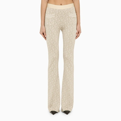 Palm Angels Monogram Jacquard Knitted Pants In Off White Beige