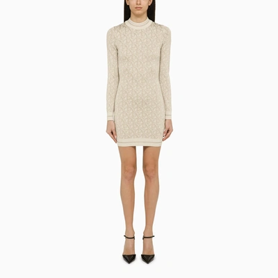 Palm Angels Monogram-jacquard Knitted Minidress In White