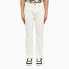 PALM ANGELS PALM ANGELS WHITE JEANS WITH MONOGRAM EMBROIDERY