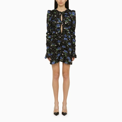 Rotate Birger Christensen Rotate Ruched Mini Dress With Ruffles In Black