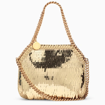Stella Mccartney Stella Mc Cartney Mini Falabella Gold Shoulder Bag With Sequins In Cream