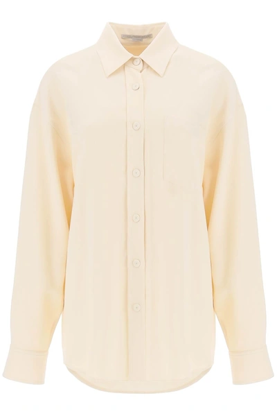 Stella Mccartney Oversized Shirt In Crepe Jersey In Neutro