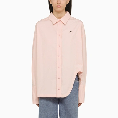 Attico The  Pink Poplin Shirt With Logo Embroidery