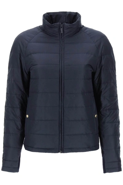 Thom Browne Quilted Puffer Jacket With 4 Bar Insert In Blue