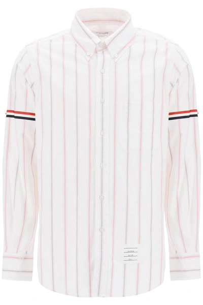 THOM BROWNE THOM BROWNE STRIPED OXFORD BUTTON DOWN SHIRT WITH ARMBANDS