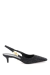 Versace Embellished Patent-leather Slingback Pumps In Black