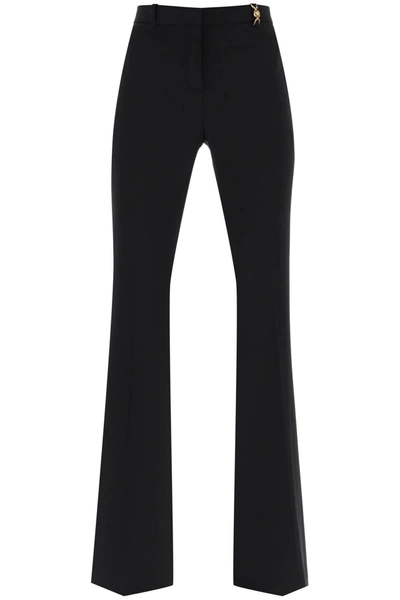 Versace Medusa-plaque Flared Trousers In Nero