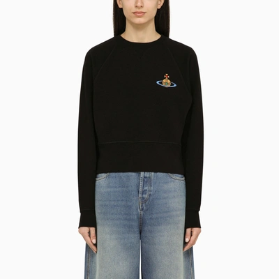 Vivienne Westwood Black Cotton Crew Neck Jumper With Logo