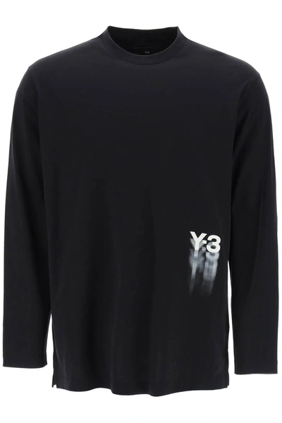 Y-3 Long-sleeved T-shirt With Logo Print In Black