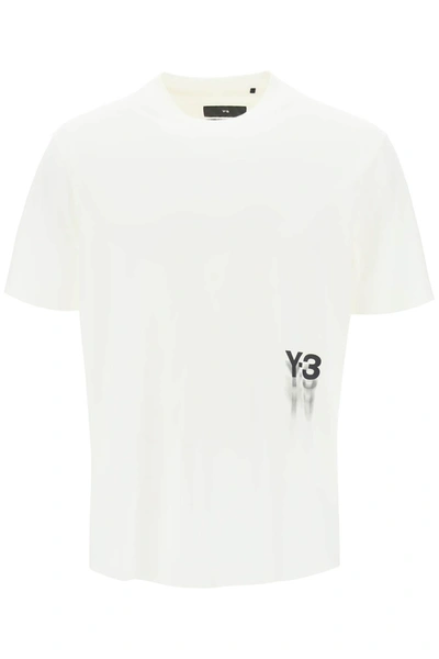 Y-3 Blur Logo T-shirt In Cream