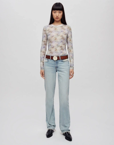 Re/done Sheer Long Sleeve Tee In Celestial Watercolor