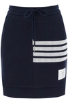 Thom Browne 4-bar Stripes Drawstring Skirt In Blue