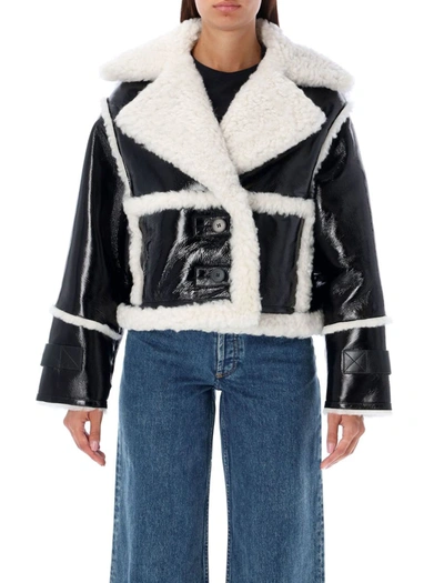 Shoreditch Ski Club Reva Shear Shearling Jacket In Black