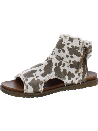 Very G Libra Cow Womens Cow Print Peep-toe Slingback Sandals In Grey