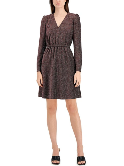 Inc Womens Metallic Long Sleeves Cocktail And Party Dress In Grey