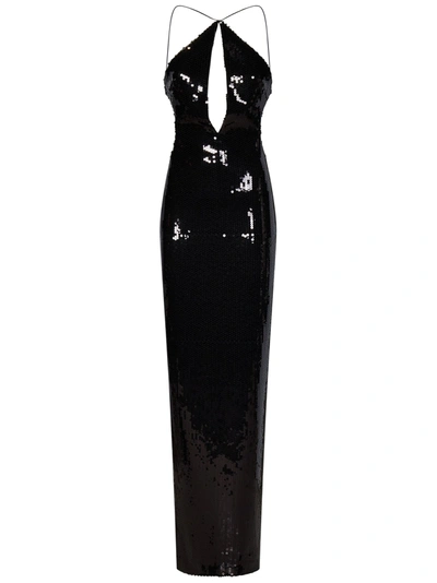 Monot Elsa Sequinned Maxi Dress In Nero