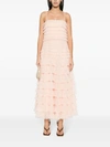Twinset Ruffled-tulle Midi Dress In Pink