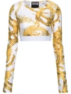 Versace Jeans Couture Watercolour Couture Crop Top In White